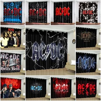 Buy Rock Bands ACDC Curtains Thick Blackout Bedroom Thermal Ring Top Eyelet Curtains • 16.79£