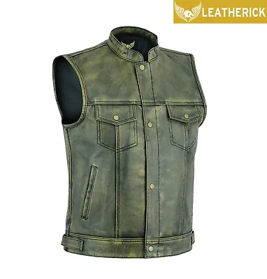 Buy Leatherick Sons Of Anarchy Top Grain Biker Leather Vest Open Button Waistcoat  • 52.98£