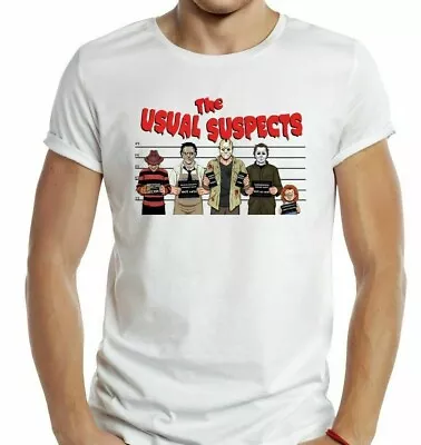 Buy Halloween Usual Suspects T Shirt Top Chucky Freddy Krueger Zombie Jason Blood Uk • 6.99£