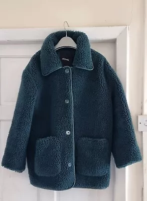 Buy Womens H & M Monki Teddy Faux Fur Jacket Size M In Dark Green • 18£