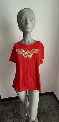 Buy Wonder Woman Red / Gold Logo T-Shirt Gold Women's Ladies  Size 16 UK  • 10.99£