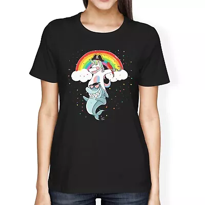 Buy 1Tee Womens Loose Fit Dabbing Unicorn And Cool Shark T-Shirt • 7.99£