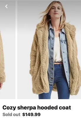 Buy Gap Cozy Sherpa Hooded Golden Khaki Coat Women’s Size Medium • 47.36£
