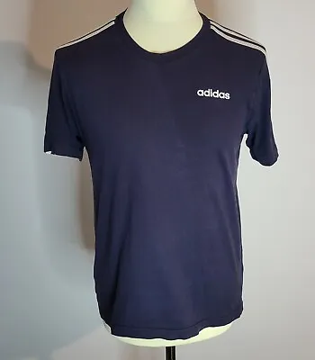 Buy Adidas Essentials Three Stripe Retro Tshirt Size UK S 100% Cotton  - Fast Post  • 4.95£