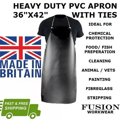 Buy Apron Black Pvc,heavy Duty 42 X 36,with Ties,black, Rubber Apron.food,chemical • 84.99£