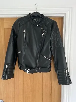 Buy ZARA Black Faux Vegan Leather Biker Style Jacket - Medium M Worn Once • 22£