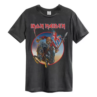 Buy Amplified Iron Maiden Trooper On Steed Mens Charcoal T Shirt Iron Maiden Tee • 19.95£