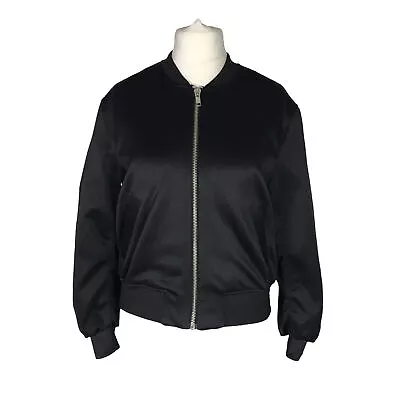 Buy H&M Ladies Bomber Jacket Black Size Medium Zip Up Lightweight Casual Pockets • 19.95£
