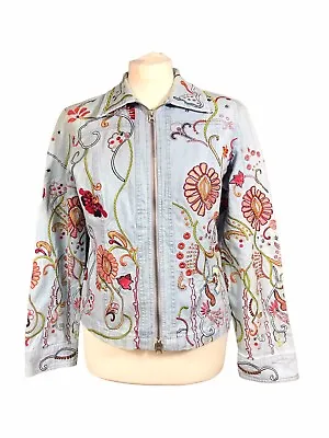 Buy BesPoke DENIM SOFT HAND-Embroidered Rockabilly WEDDING Jacket M • 185£