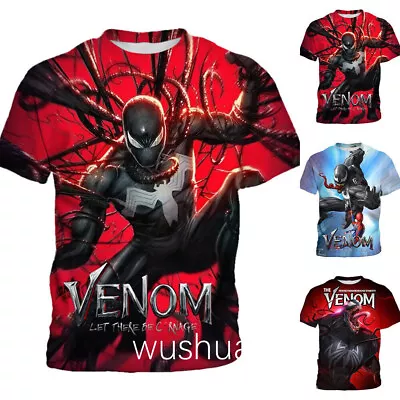 Buy MEN BOY KIDS Spiderman Venom 3D T-Shirt Summer Cosplay Short Sleeve Tee TShirt • 6.88£