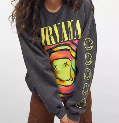 Buy New Nirvana Smiley Face Crewneck Sweatshirt Casual Hoodie  Heliconia Color Gift • 5.99£