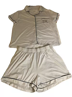 Buy Rae Dunn BRIDE Women's PJ Shorts Pajama Lounge Set Short Sleeves White  L EUC • 14.41£