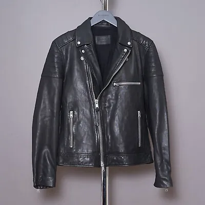 Buy ALL SAINTS Mens CALLAHAN Leather Jacket M Black Celebrity Biker Bomber MEDIUM • 229.99£