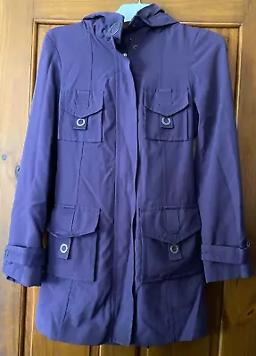 Buy Ladies MARKS AND SPENCER Purple Jacket Coat / Mac With Hood Size 12 • 5£