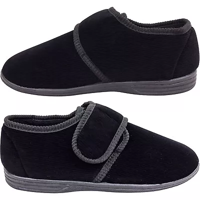 Buy Mens Gents ORTHAPEDIC Easy Close Slippers Shoe New Indoor Outdoor Corduroy Size • 13.95£