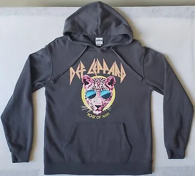 Buy DEF LEPPARD Rock Of Ages Size Medium Gray Pullover Hooded Sweatshirt • 14.09£
