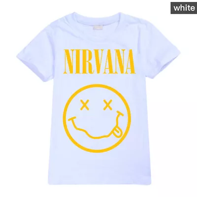 Buy Kids Boys Girls NIRVANA Print Casual Short Sleeve T-shirt Cotton Tshirt Top • 8.95£