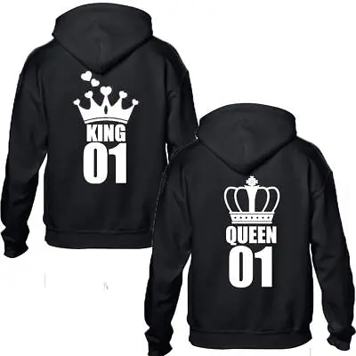Buy King Queen Crown 01 Hoodie Hoody Jumper Anniversary Day Mr Mrs Couple Matching • 16.99£