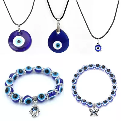 Buy Turkish Hamsa Lucky Evil Eye Pendant Necklace Bracelet Charm Women Men Jewellery • 2.08£