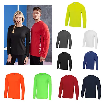 Buy AWDis Just Cool Long Sleeve T-Shirt -Men Polyester Gym/Summer/Sports/Running Tee • 10.09£