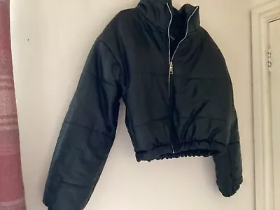 Buy Womens Black Leather Faux Puffa Jacket One Size New Tags • 8.50£
