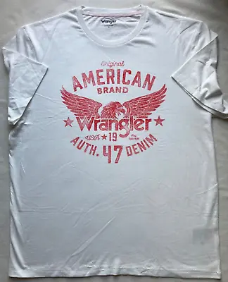 Buy Wrangler - Iconic Retro American Eagle Crew Neck T-Shirt Off White XL -BNWoT • 7.99£