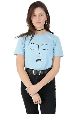 Buy Line Art Face T-shirt Top Minimalism Streetwear Grunge Illustration Minimalistic • 11.99£