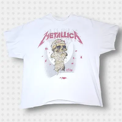 Buy Metallica One Landmine T-Shirt XXL 2XL Mens White Short Sleeve Y2K Band Gildan • 19.95£