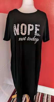 Buy Black 'nope, Not Today' Long T-shirt Nightdress - Size 1xl (approximately Uk 18) • 5£