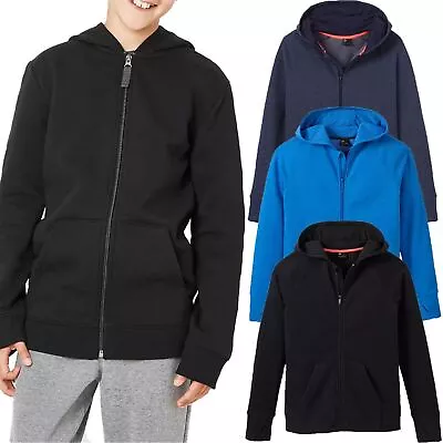 Buy TARGET Kids Boys Plain Zip Up Hoodie Fleece Lined Hooded Jacket Pullover Top New • 6.99£