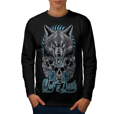 Buy Wellcoda Wolf Of Death Art Animal Mens Long Sleeve T-shirt,  Graphic Design • 17.99£