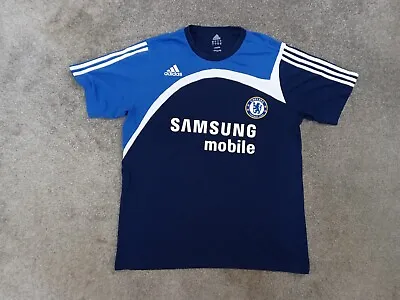Buy Chelsea Football Club Adidas Mens T Shirt Blue Cotton With Logo Uk Adult Size L • 9.99£