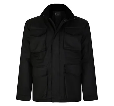 Buy Jacket Wax Look Casual Multi Pockets Zip Black Plus Size Mens 2XL • 64.99£