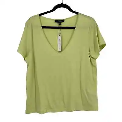 Buy Sanctuary Citrus Lime Green V Neck M Short Sleeve Tee Lightweight Pima Cotton • 13.97£