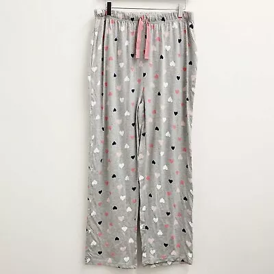 Buy Evans Grey Heart Print Cotton Blend Curve Fit Pyjama Bottoms UK 14/16 • 14£