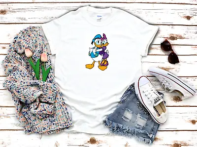 Buy Donald Duck And Daisy Duck Cartoon White Women's 3/4 Short Sleeve T-Shirt P116 • 9.92£