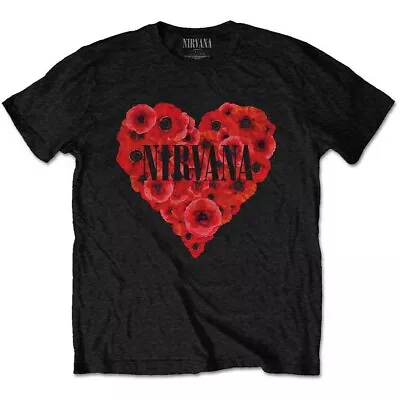 Buy Nirvana Poppy Heart Official Tee T-Shirt Mens • 17.13£