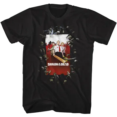 Buy Shaun Of The Dead Movie Poster Surrounded By Zombies Men's T Shirt • 38.46£