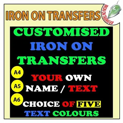 Buy Custom Iron On T Shirt Transfer Text Quality Name Prints Photo Personalised • 2.55£