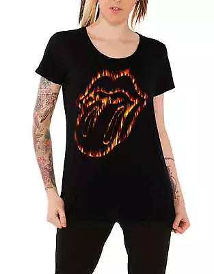 Buy The Rolling Stones Flaming Tongue Skinny Tee • 8.95£