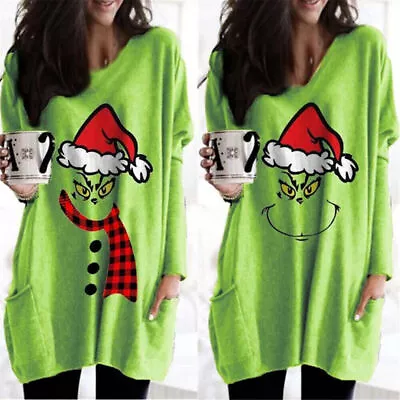 Buy 2024 Grinch's Women Christmas Long Sleeve Tunic Long XMAS Pullover Sweatshirt • 14.99£