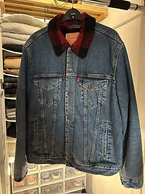 Buy Levi’s Denim Sherpa Jacket With Red Check Lining • 30£