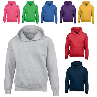 Buy GILDAN Kids Hoodie Sweatshirt Jumper Plain Pullover Hooded Top (2 For £19.99) • 11.97£