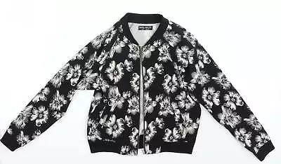 Buy Select Womens Black Floral Jacket Coat Size 6 Zip • 9.25£