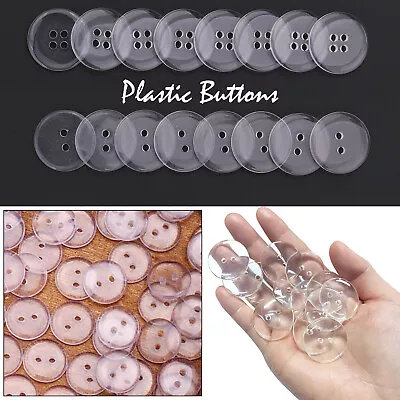 Buy 10/15/20mm Clear Round Plain And Assorted Buttons Leather Jacket Crafts Shirts • 2.55£