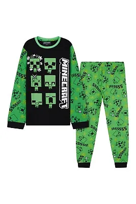 Buy Minecraft Kids Pyjama Set Long Sleeved Sweatshirt Top Pants Bottoms Nightwear • 14.49£