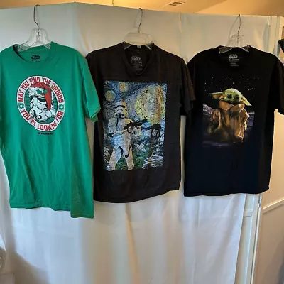 Buy Lot Of 3 Boys Star Wars T Shirts Baby Yoda Grogu Stormtrooper Christmas S/M • 14.17£