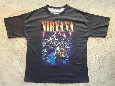 Buy NIRVANA Vintage Unplugged T Shirt Kurt Cobain Tour Black XL Boot LP Polyester 00 • 46.80£