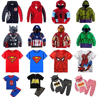 Buy Cartoon Superhero Spiderman Batman Iron Man Themed Clothes For Kids Boys Girls • 8.40£