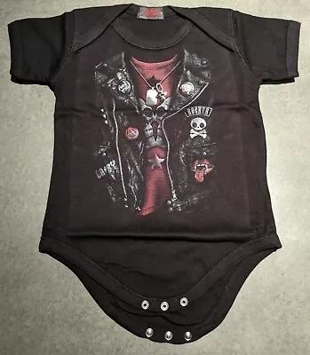 Buy Sons Of Anarchy Baby Biker Bikie Jacket Romper Costume Newborn -18 Months 0000-0 • 13.15£